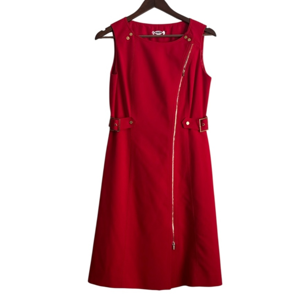 Calvin Klein Red Gold Zipper Dress Sz 6